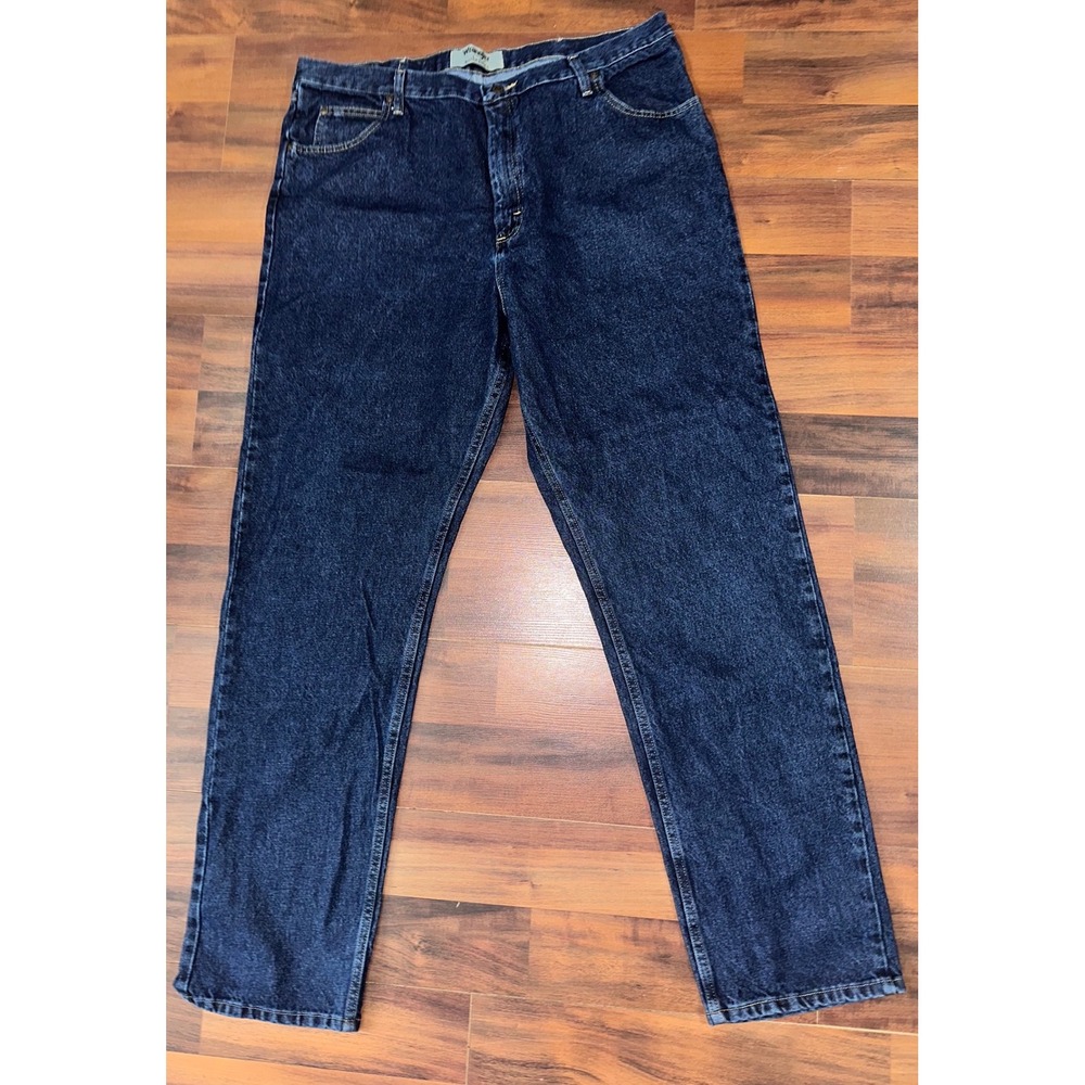 Wrangler Authentics Mens Dark Wash Relaxed Fit Jeans 42x36 10ZM200RD Denim